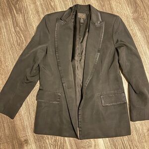 Oscar de la Renta Black Satin-Trimmed Jacket